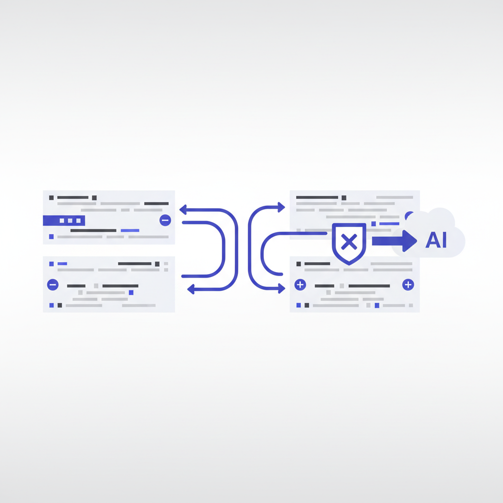 Redacting Secrets: A Crucial Step Before Sending Diffs to AI — illustration