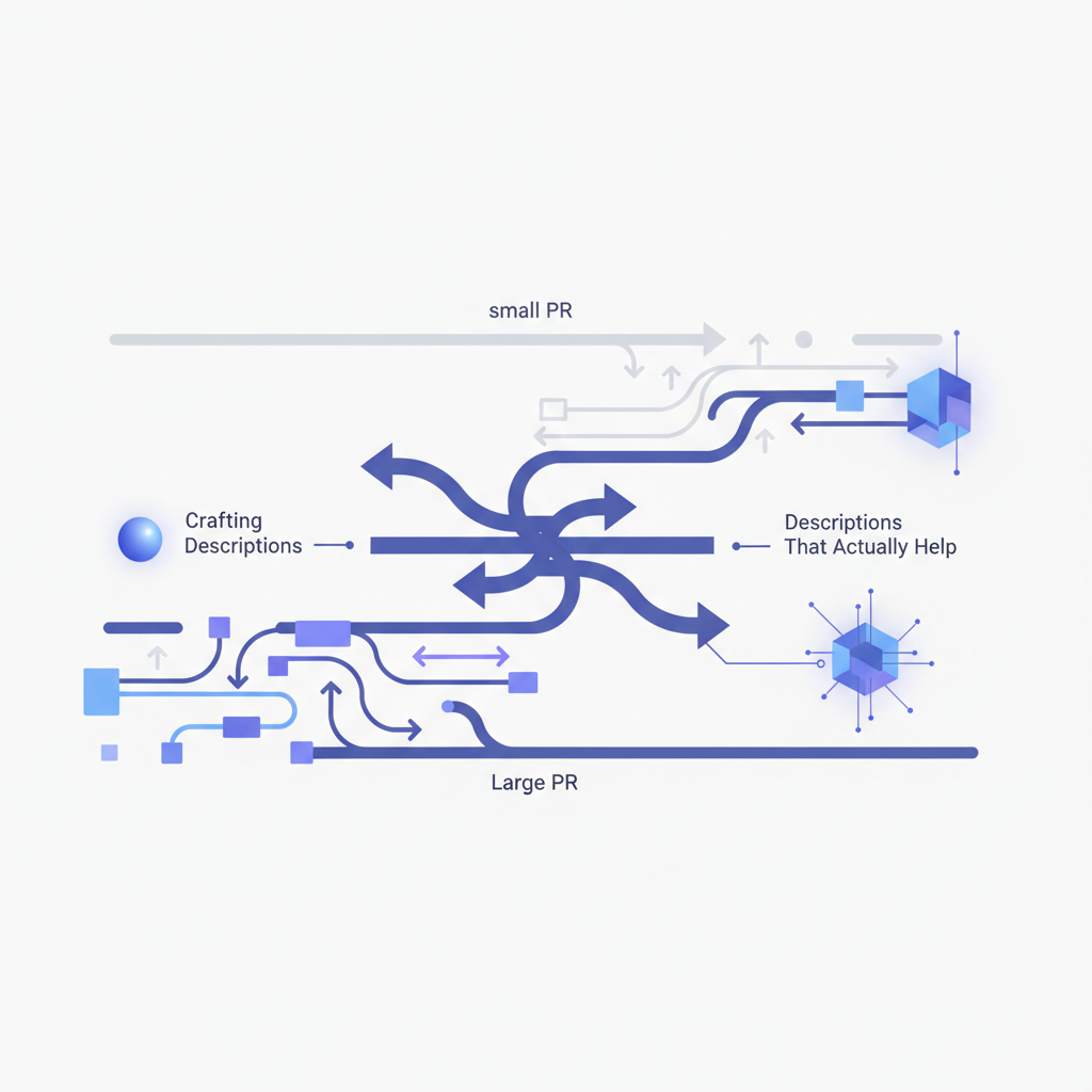 Small PR vs. Large PR: Crafting Descriptions That Actually Help — illustration